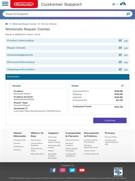Nintendo Customer Central.